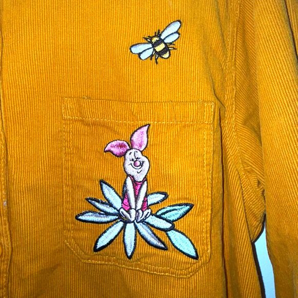 Disney Winnie The Pooh Corduroy Embroidered Button Down Shirt - Orange XL - Picture 5 of 11